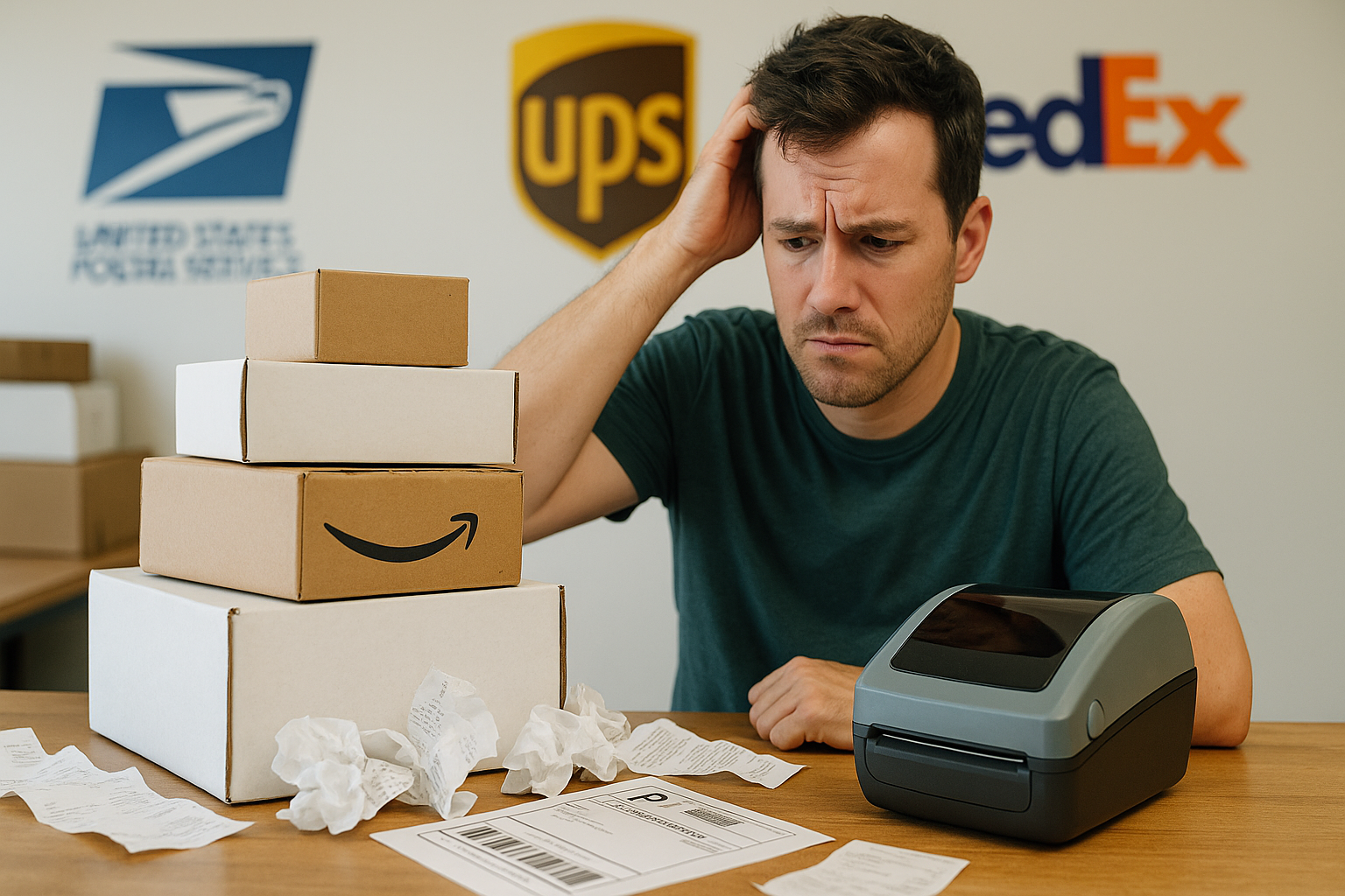 Frustrated person comparing shipping costs