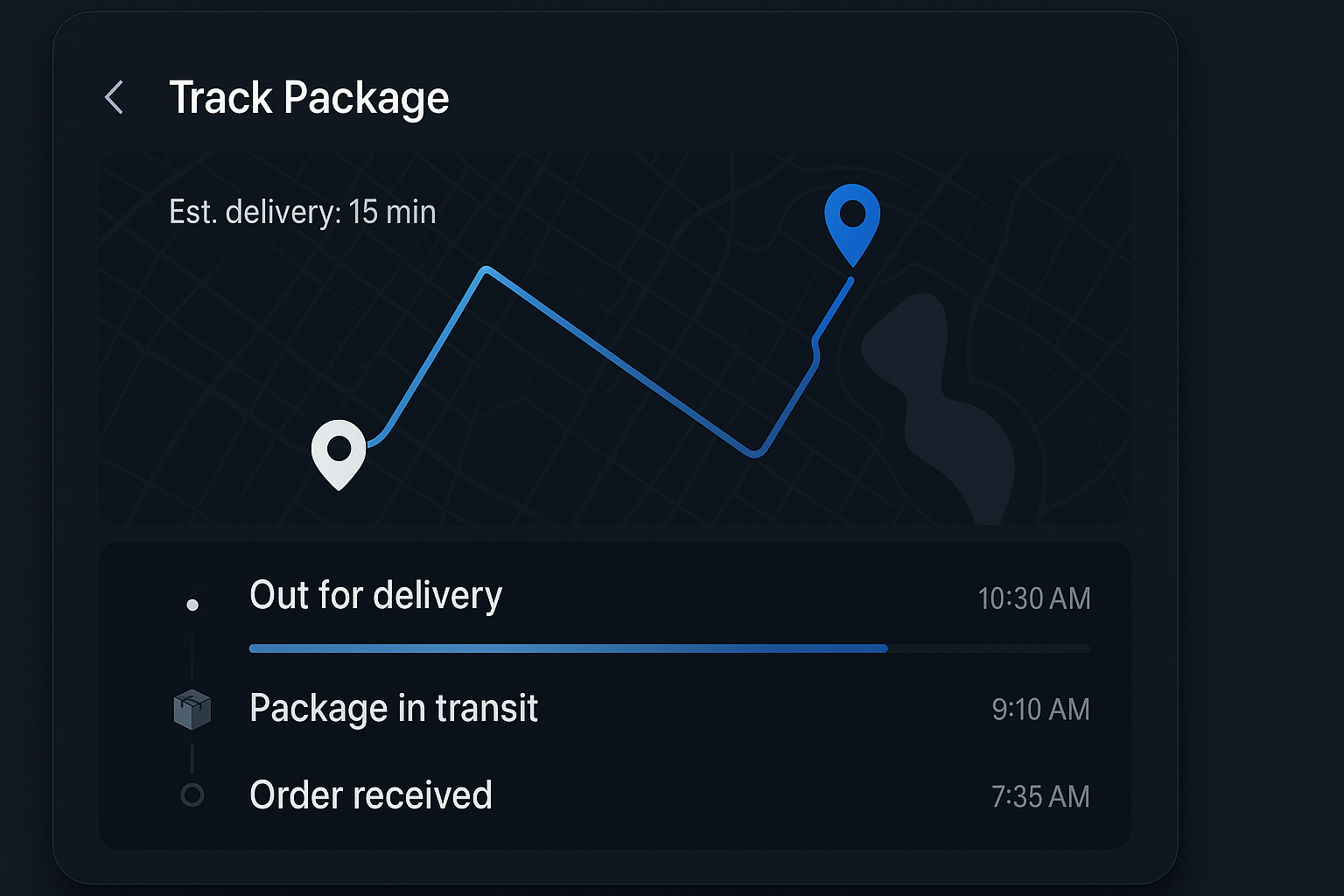 Modern package tracking interface